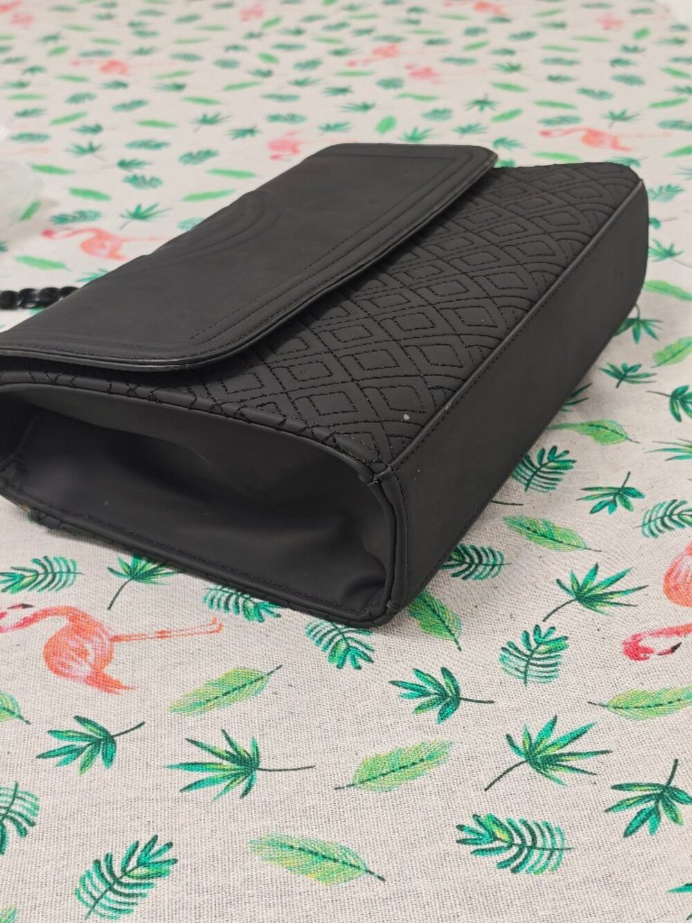 Tory Burch Fleming Matte Convertible Shoulder Bag, Black Quilted Leather - Picture 9 of 11